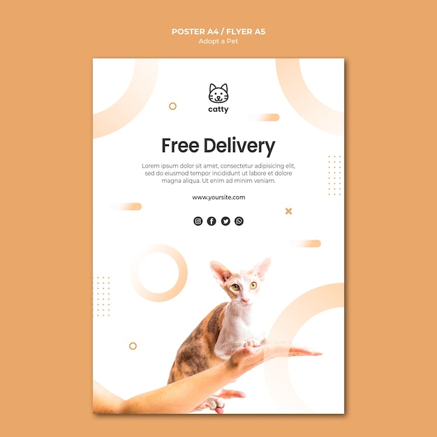 PSD gratuit modèle de flyer pour adopter un animal de compagnie
