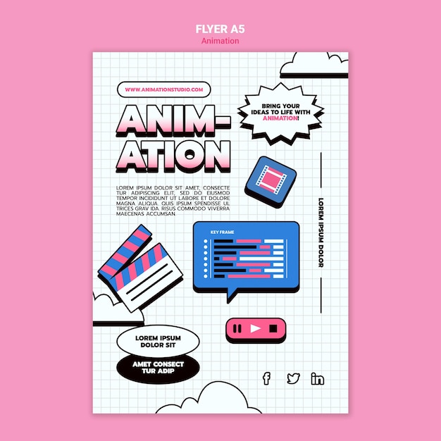 PSD gratuit modèle de flyer pour l'animation par ordinateur