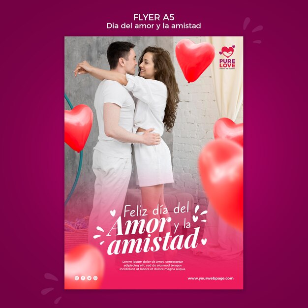 Modèle de Flyer pour la célébration de la Saint-Valentin