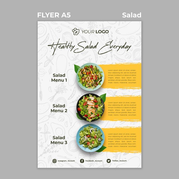 Modèle de Flyer pour un déjeuner salade sain