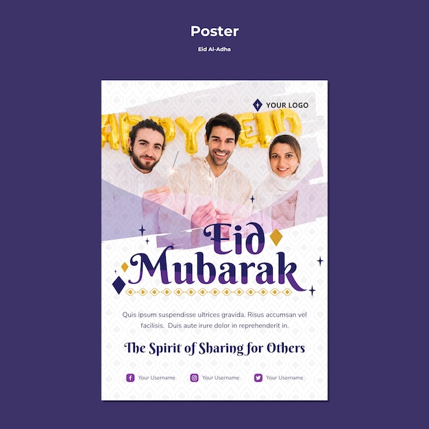 PSD gratuit modèle de flyer pour eid mubarak