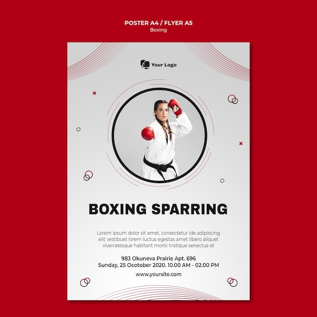 PSD gratuit modèle de flyer pour l'entraînement de boxe