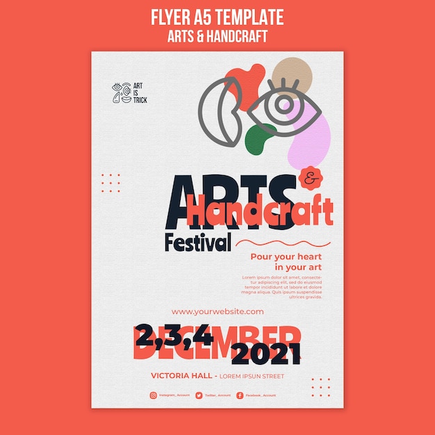 PSD gratuit modèle de flyer pour le festival des arts et métiers