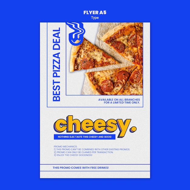 Modèle de flyer pour une nouvelle saveur de pizza au fromage