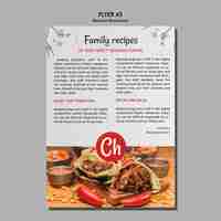 PSD gratuit modèle de flyer pour des recettes de famille au restaurant mexicain