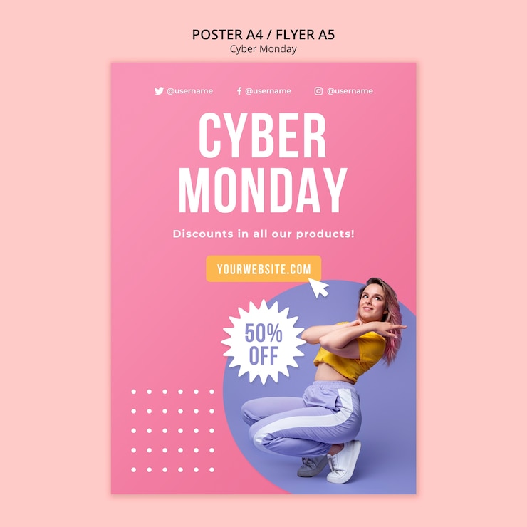 PSD gratuit modèle de flyer de promotion du cyber lundi