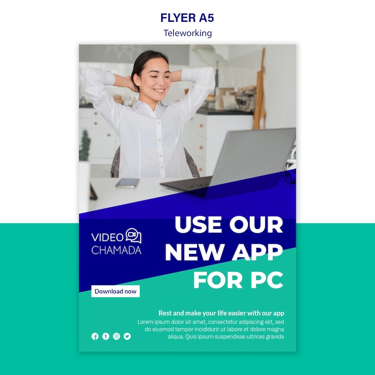 PSD gratuit modèle de flyer de promotion du télétravail