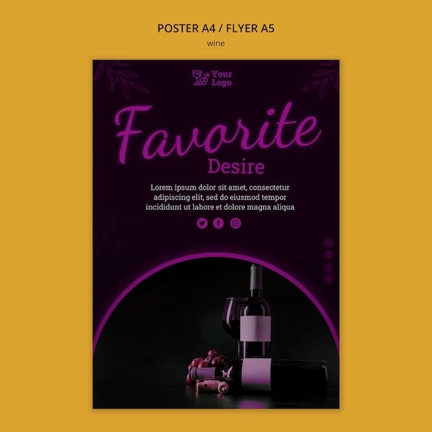 Modèle De Flyer Promotionnel De Vin Avec Photo