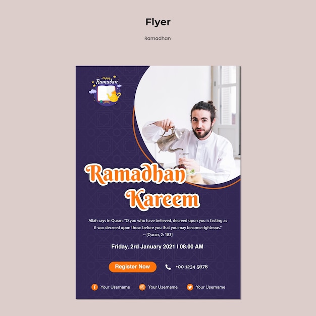 PSD gratuit modèle de flyer ramadan avec photo