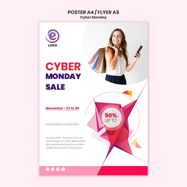 Modèle de flyer réaliste cyber lundi