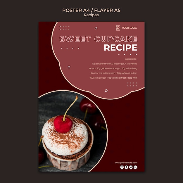 PSD gratuit modèle de flyer de recettes de desserts