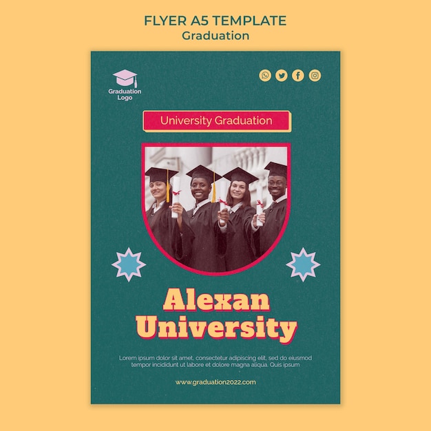 PSD gratuit modèle de flyer de remise des diplômes universitaires