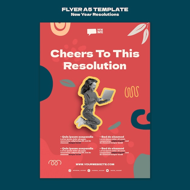 Modèle de flyer de résolutions du nouvel an