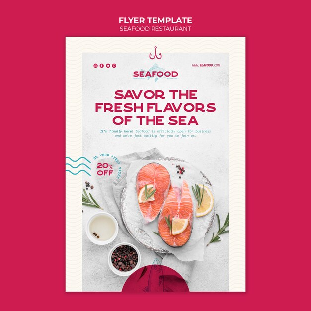 Modèle de Flyer de restaurant de fruits de mer