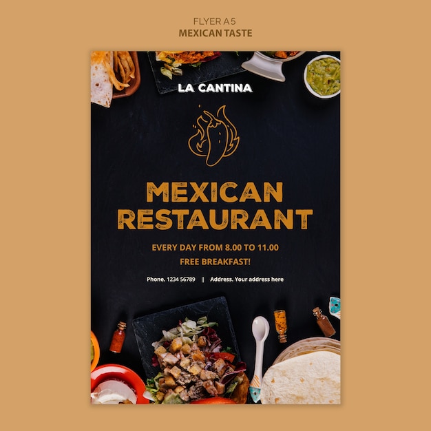 Modèle de flyer de restaurant mexicain