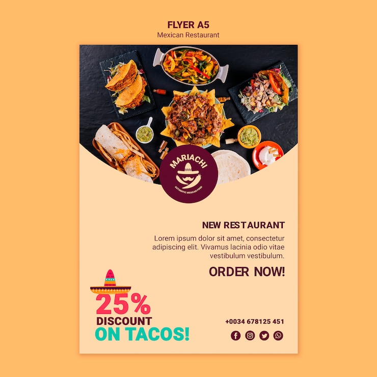 PSD gratuit modèle de flyer de restaurant de plats traditionnels mexicains