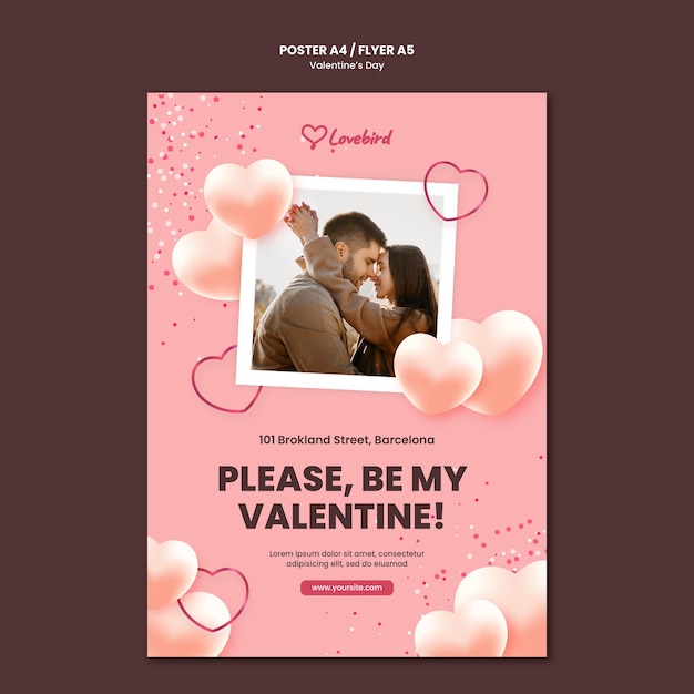 PSD gratuit modèle de flyer de la saint-valentin avec photo