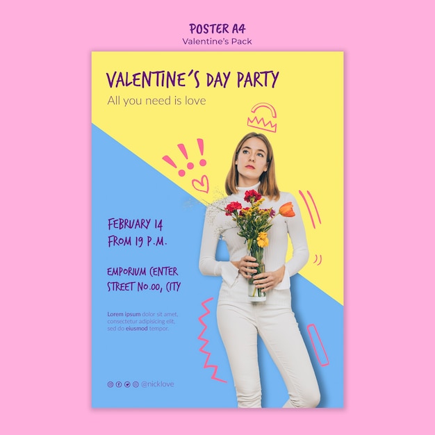 PSD gratuit modèle de flyer de saint valentin