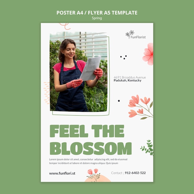 PSD gratuit modèle de flyer de saison printanière florale