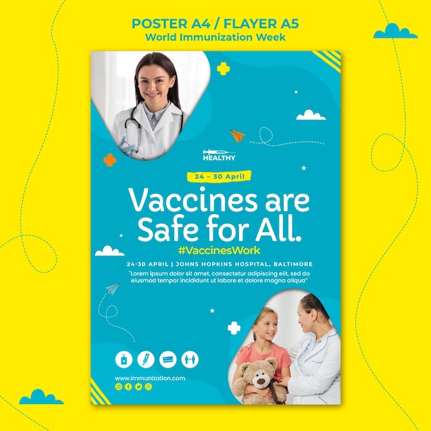 Modèle De Flyer De La Semaine Mondiale De La Vaccination