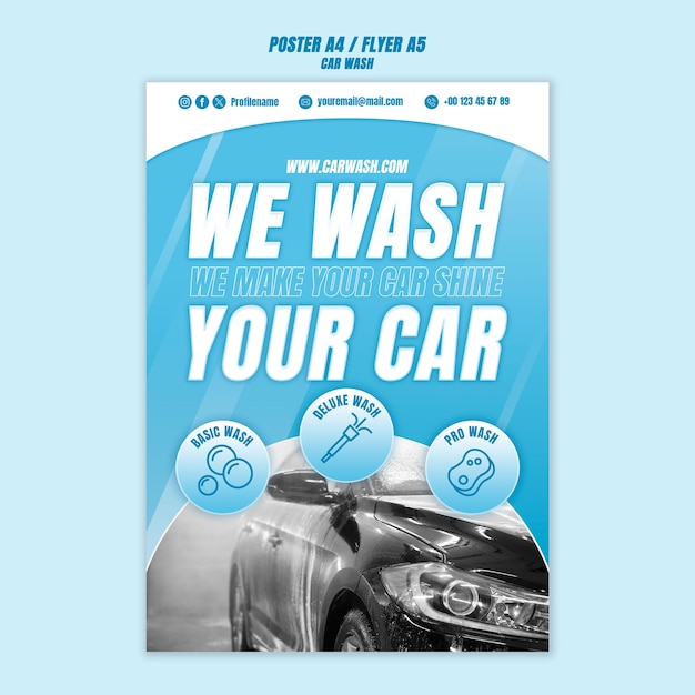 PSD gratuit modèle de flyer de service de lavage de voiture