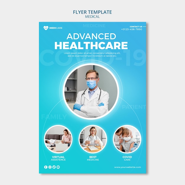 PSD gratuit modèle de flyer de soins de santé avancés