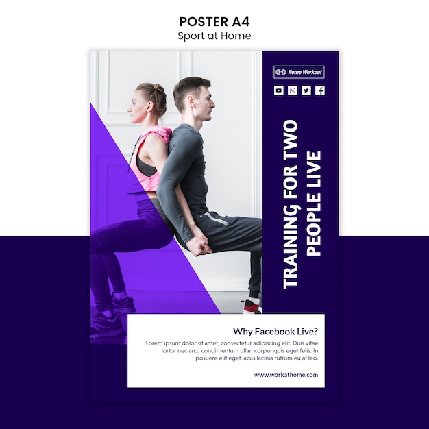 PSD gratuit modèle de flyer de sport à la maison