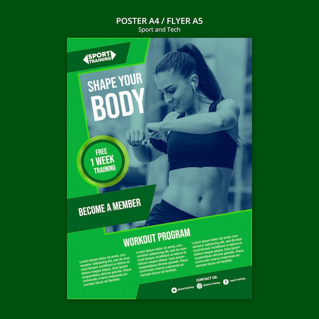 PSD gratuit modèle de flyer sport et technologie