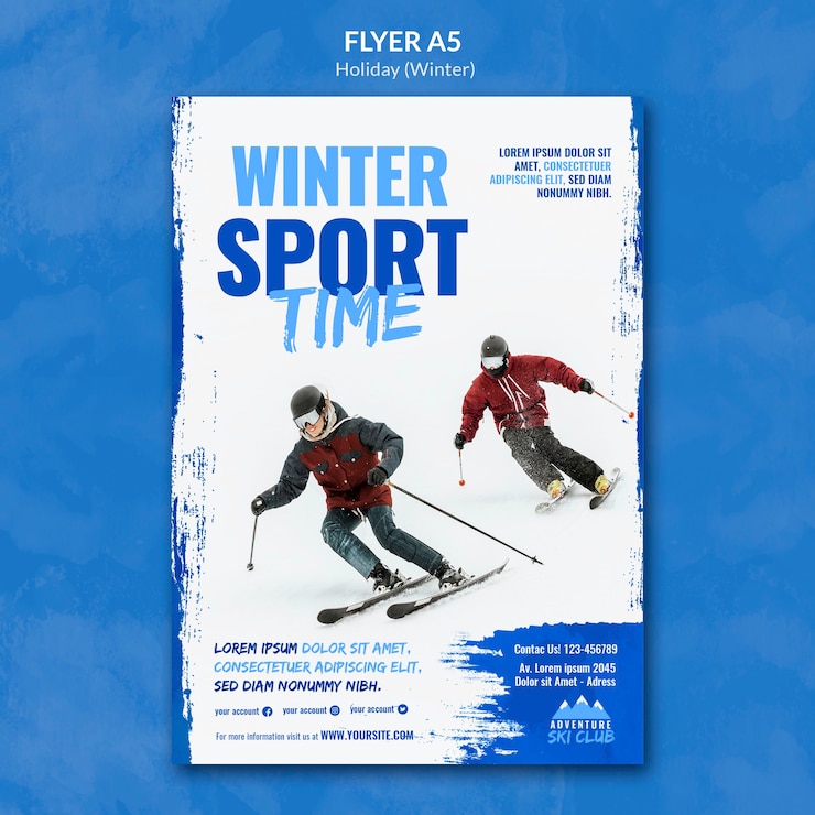 PSD gratuit modèle de flyer station de ski d'hiver a5
