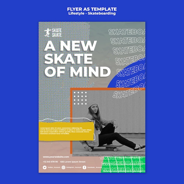 PSD gratuit modèle de flyer de style de vie de skateboard