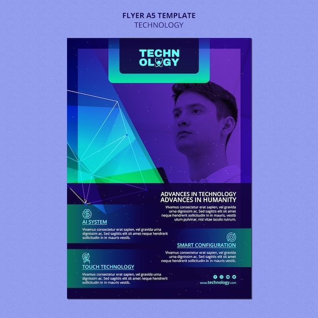 Modèle de flyer de technologie de dégradé