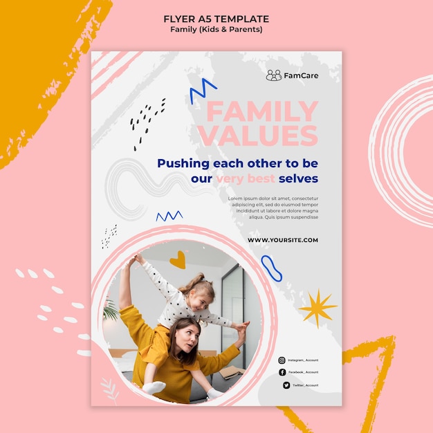 PSD gratuit modèle de flyer de temps en famille