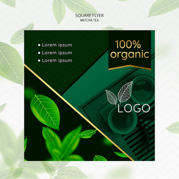 PSD gratuit modèle de flyer de thé matcha