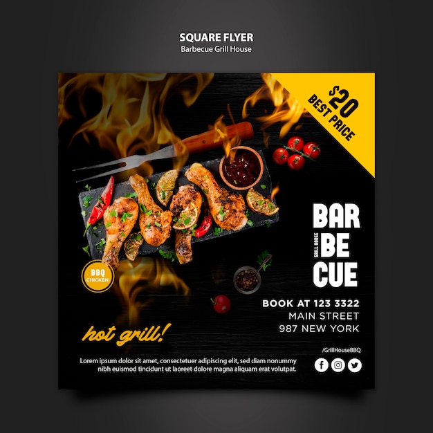 PSD gratuit modèle de flyer avec thème barbecue