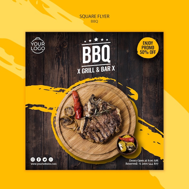 Modèle de Flyer avec thème bbq