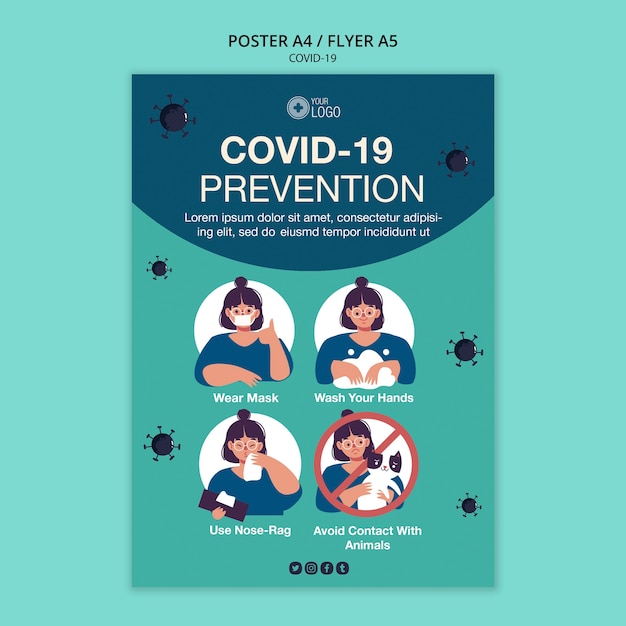 PSD gratuit modèle de flyer avec thème covid 19