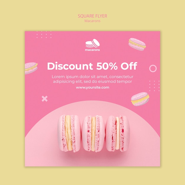 PSD gratuit modèle de flyer avec thème macarons