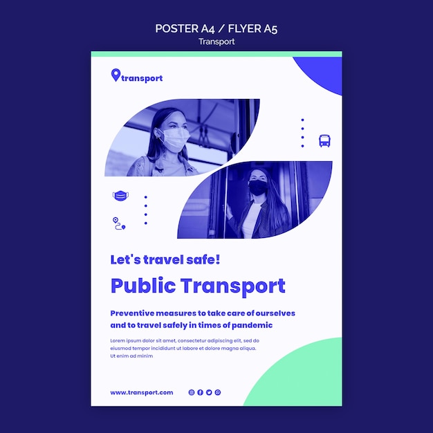 PSD gratuit modèle de flyer de transport public