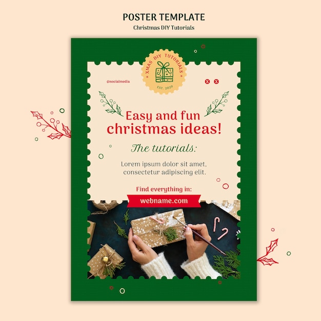 PSD gratuit modèle de flyer de tutoriel de noël bricolage