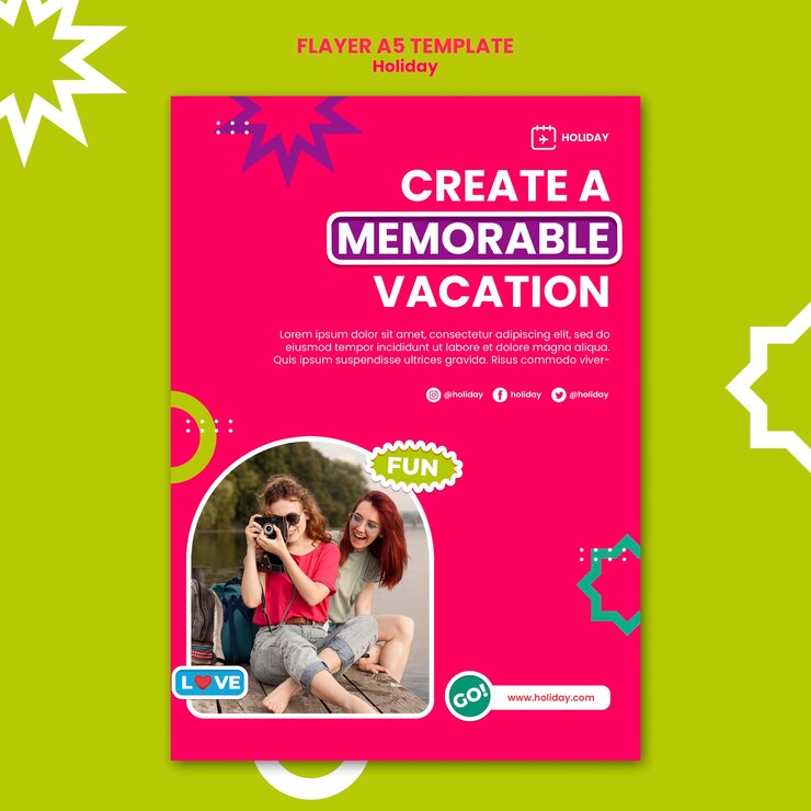 PSD gratuit modèle de flyer de vacances mémorable