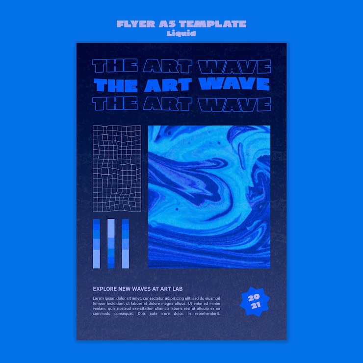 PSD gratuit modèle de flyer de vague d'art