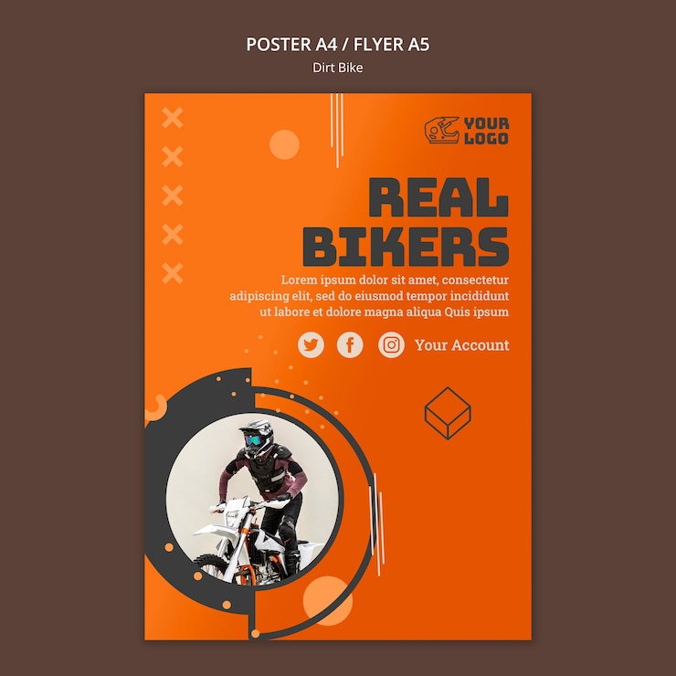 PSD gratuit modèle de flyer de vélo de saleté