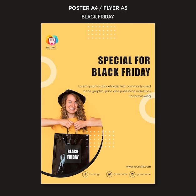 PSD gratuit modèle de flyer vendredi noir