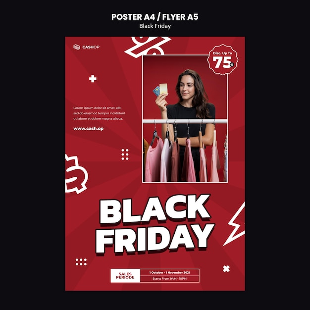 PSD gratuit modèle de flyer de vente du vendredi noir