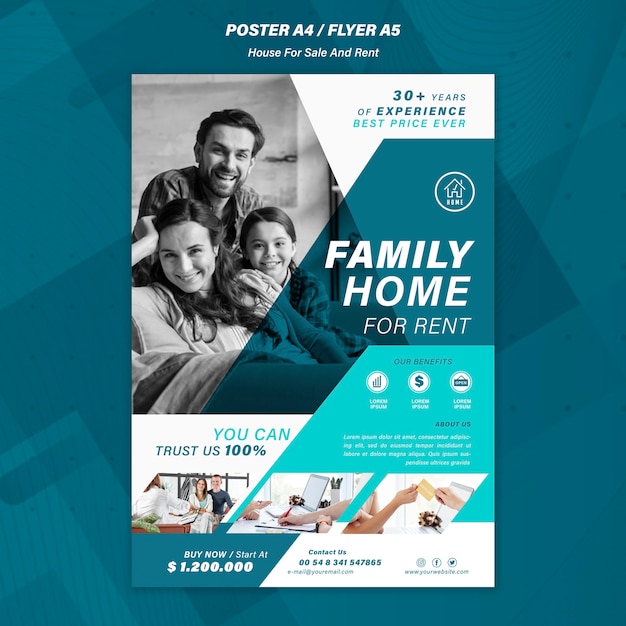 PSD gratuit modèle de flyer de vente de maison