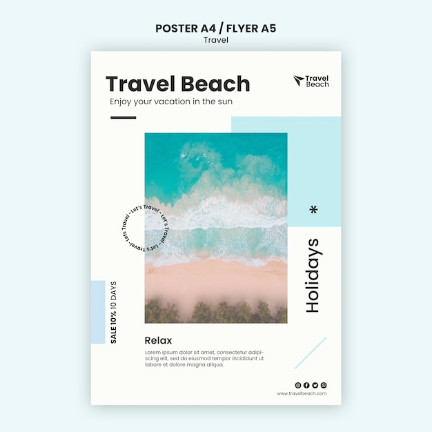 PSD gratuit modèle de flyer de vente de plage de voyage