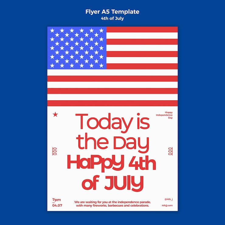PSD gratuit modèle de flyer vertical de célébration du 4 juillet