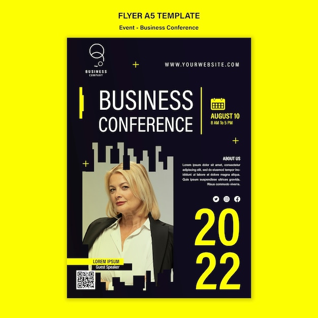 Modèle de flyer vertical de conférence d'affaires