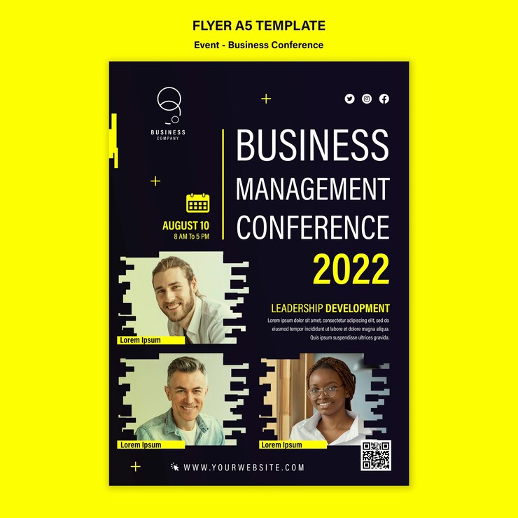 PSD gratuit modèle de flyer vertical de conférence de gestion d'entreprise