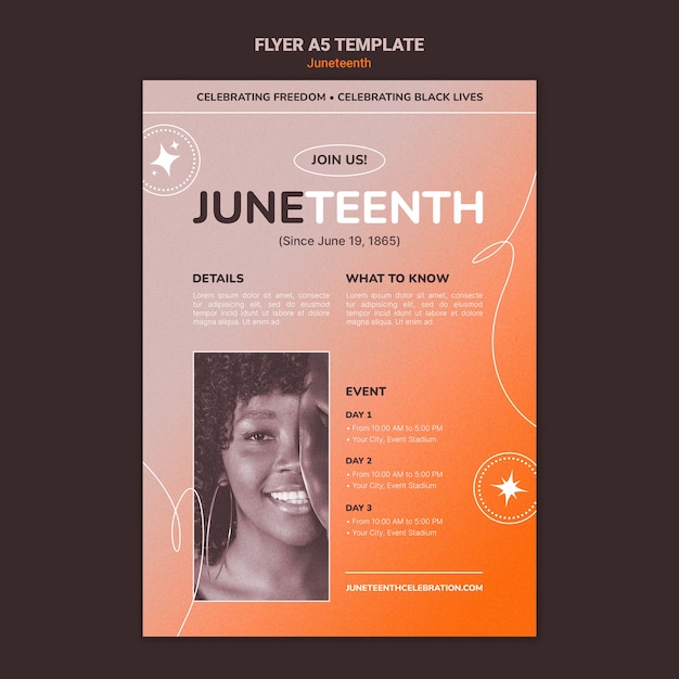 Modèle de flyer vertical du 19 juin